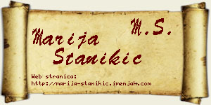 Marija Stanikić vizit kartica